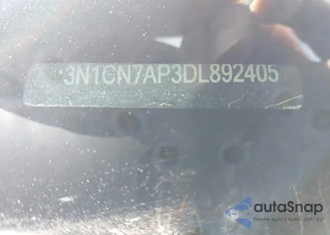 2013 Nissan Versa 1.6 Sv из США, поврежденный, VIN 3N1CN7AP3DL892405